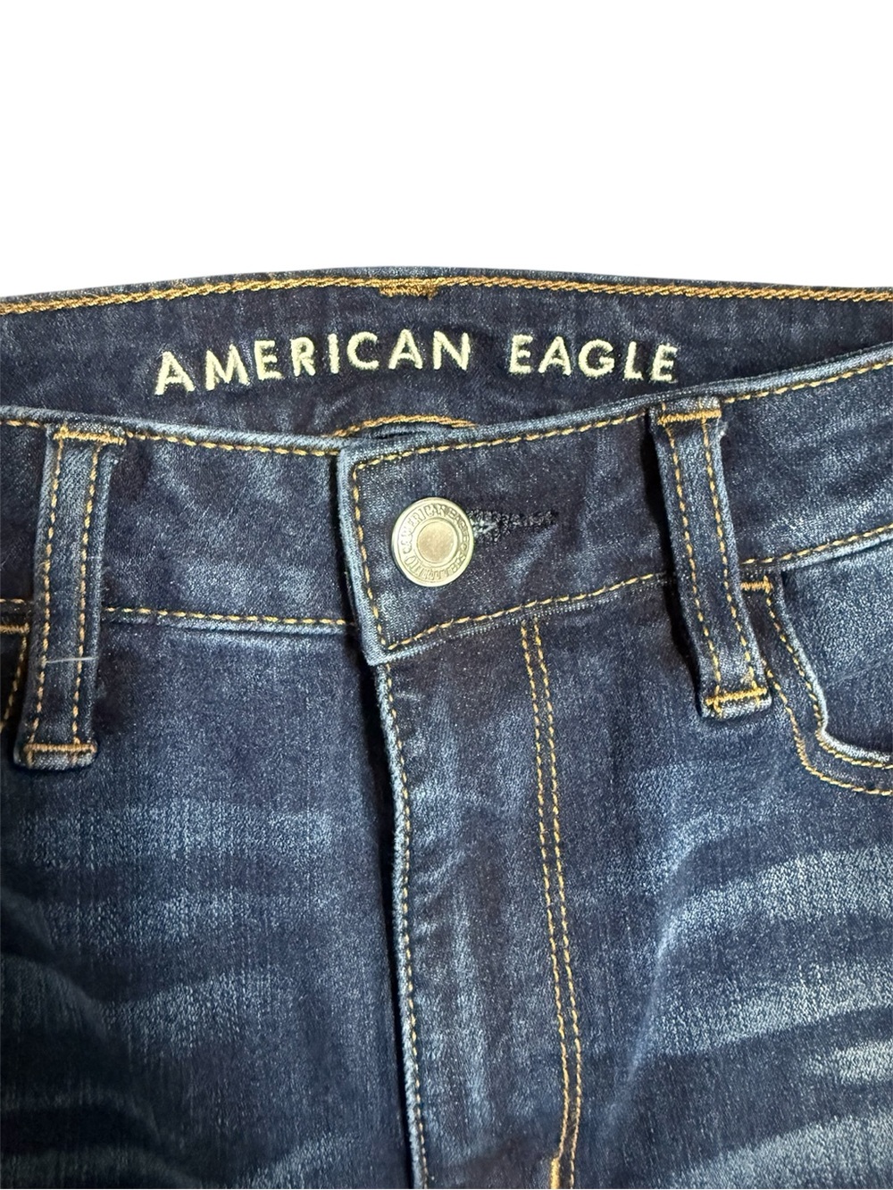 American Eagle Outfitters Dark Wash Skinny Jeans super hi-rise jegging size 6 - Picture 2 of 6